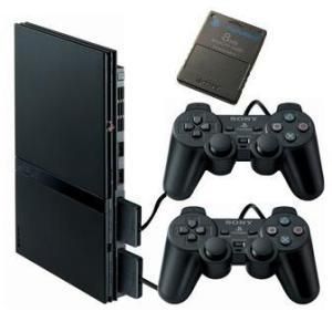 PS2 SLIM COM UM MEMORY E DOIS CONTROLE